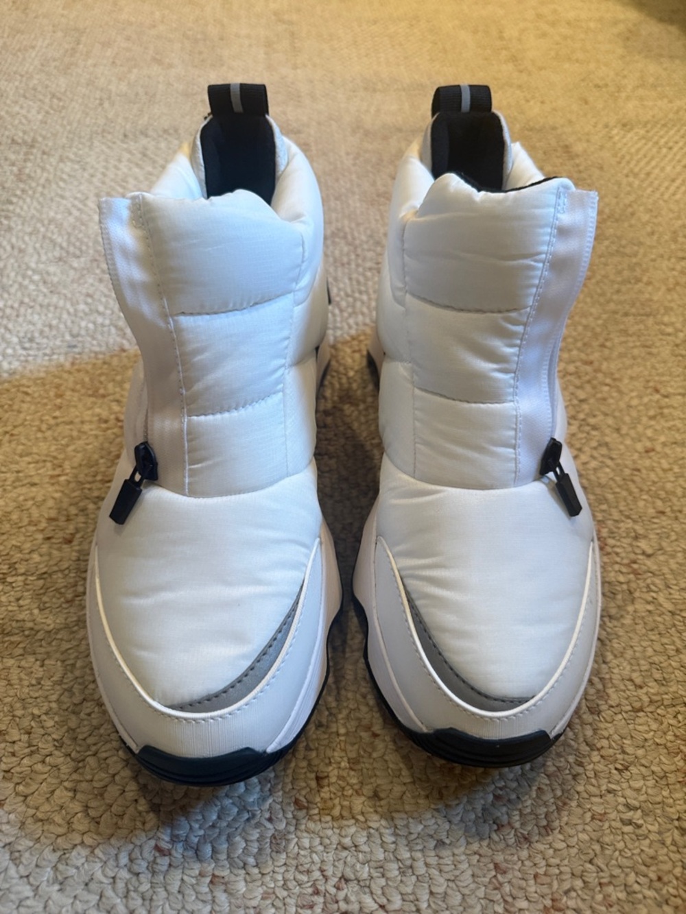 White Puffer Slip-On Boots